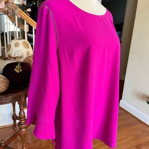 Talbots magenta blouse with cut-out shoulder detail
